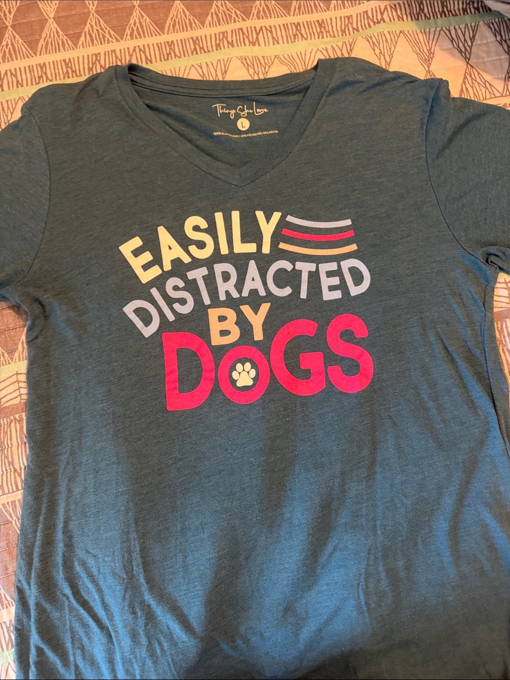 Jadelynn Brooke Teal Graphic Tee with Pink and Cream Accents